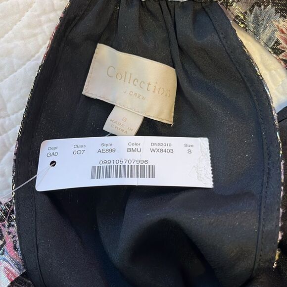 J Crew Reno Metallic Floral Jacquard Tie Neck Halter Top Small Party Holiday New - Picture 4 of 10